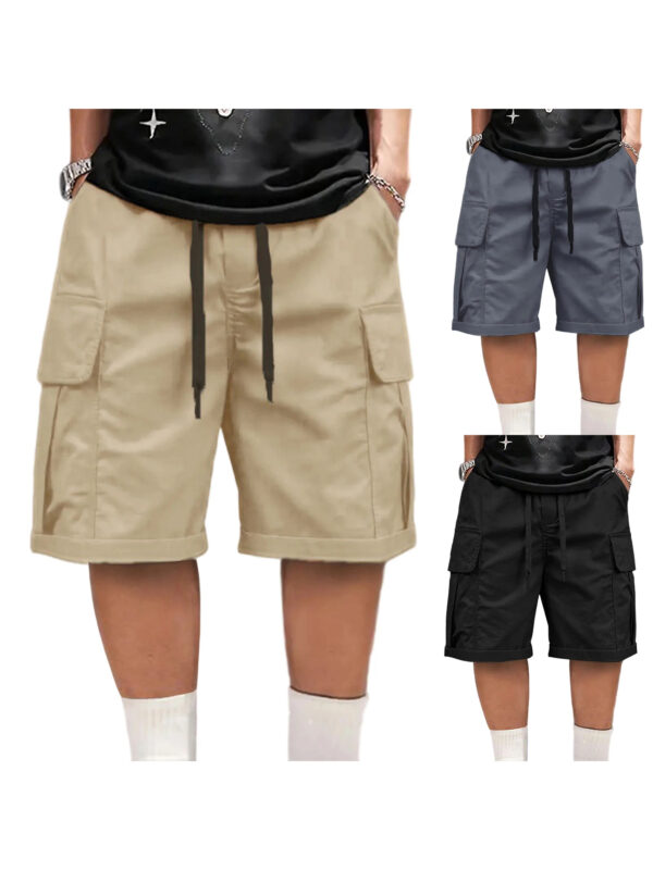 Men’s Lightweight Quick-Dry Cargo Shorts | Elastic Waistband & Multi-Pocket Outdoor Shorts - Image 4