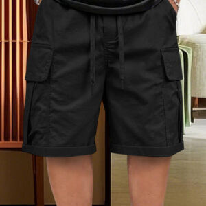 Menβs Lightweight Quick-Dry Cargo Shorts | Elastic Waistband & Multi-Pocket Outdoor Shorts