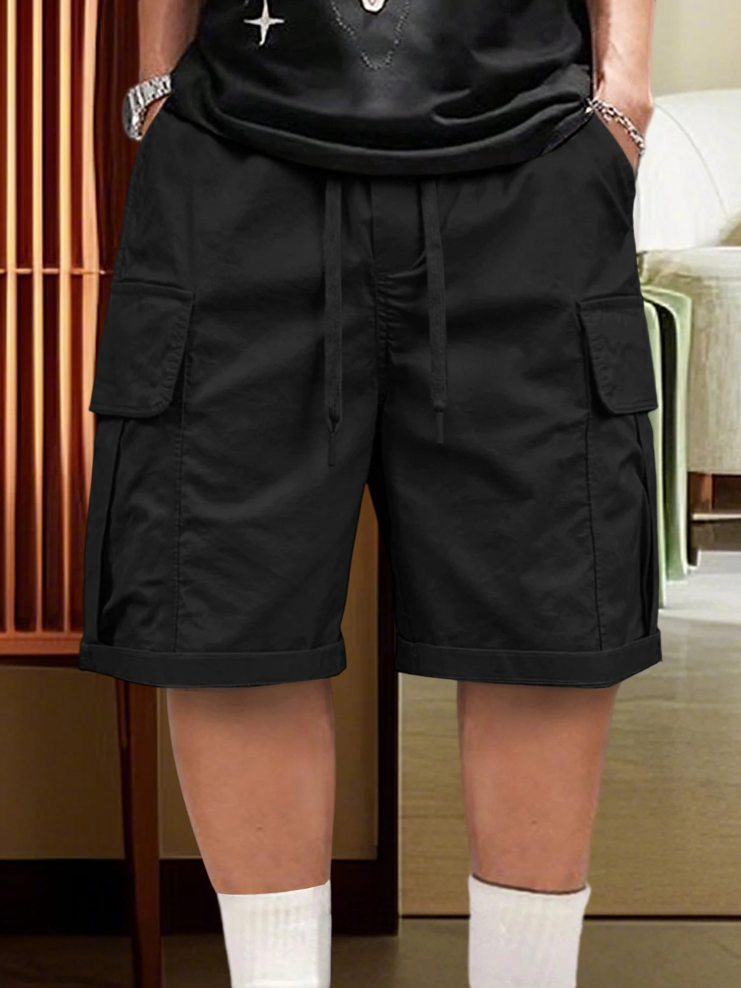 Men’s Lightweight Quick-Dry Cargo Shorts | Elastic Waistband & Multi-Pocket Outdoor Shorts